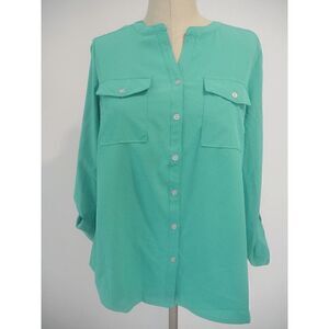 Notations Button-Down Shirt Green PL